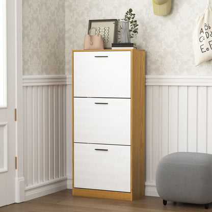 Modern Freestanding Shoe Storage Cabinet With 3 Flip Drawers