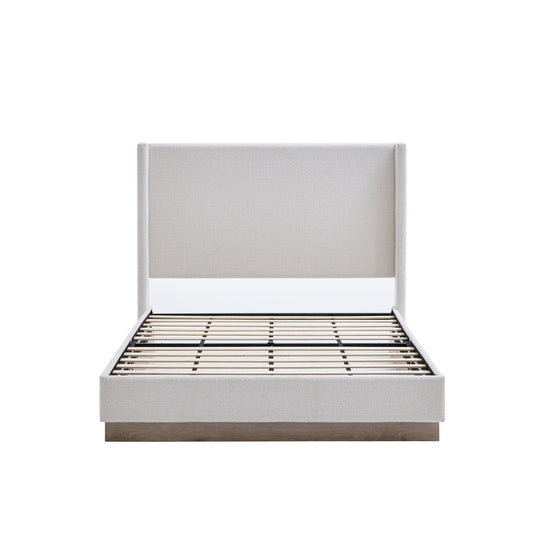 Hosford - Minimalist Upholstered Wingback Bed With Wood Base Platform