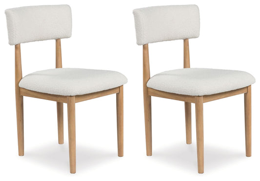 Sawdyn - Dining Upholstered Side Chair (Set of 2) - White / Light Brown