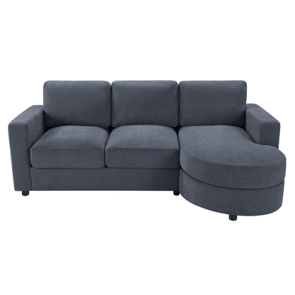Modern L-Shaped Sectional Sofa With Curved Chaise, USB Ports, And Side Storage Pockets