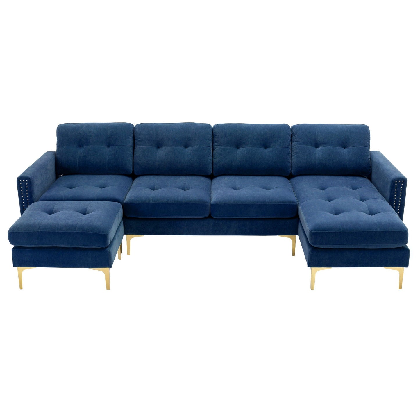 Modern L - Shape Convertible Sectional Sofa With Movable Ottoman