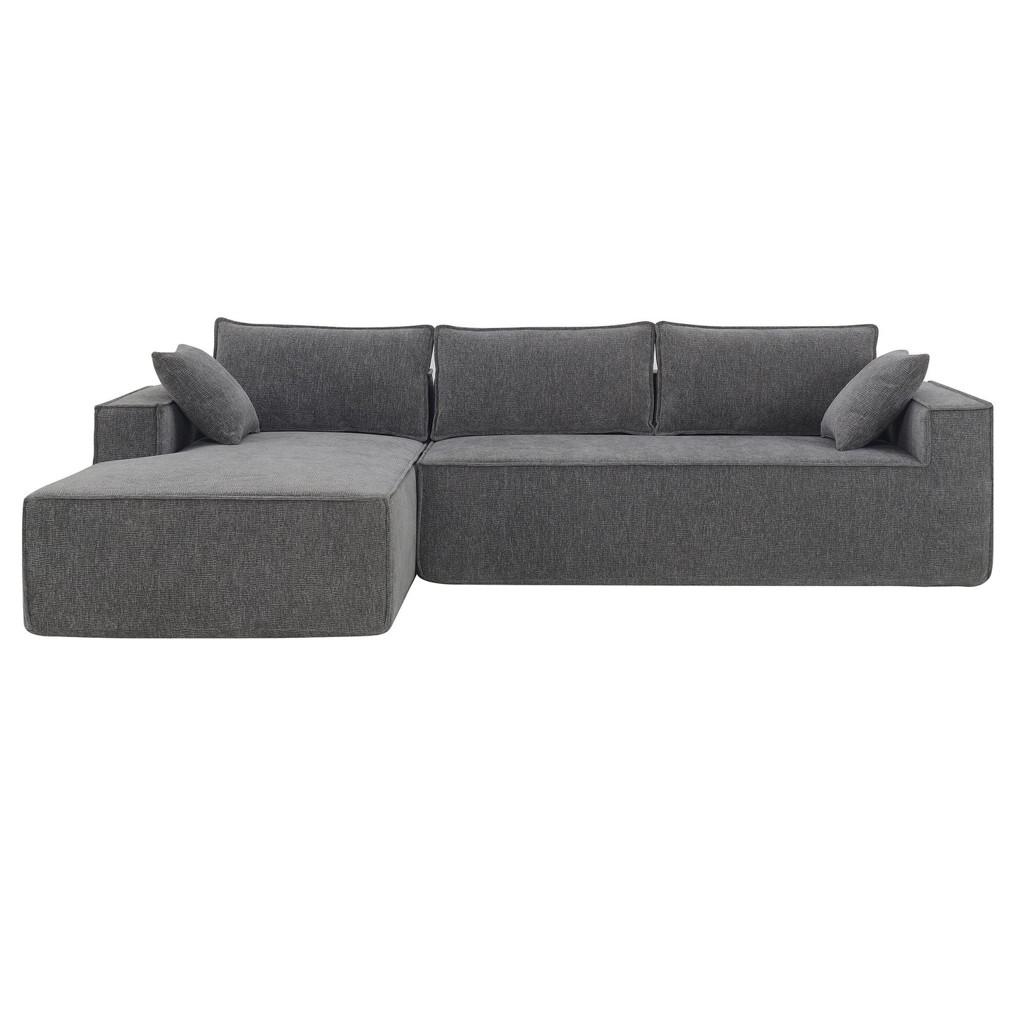 2 Pices Free Combination Minimalist Style Modular Sectional, Wrinkle Resistant Couch Set L Shaped Compressed Sofa For Living Room - Gray