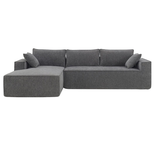 2 Pices Free Combination Minimalist Style Modular Sectional, Wrinkle Resistant Couch Set L Shaped Compressed Sofa For Living Room - Gray