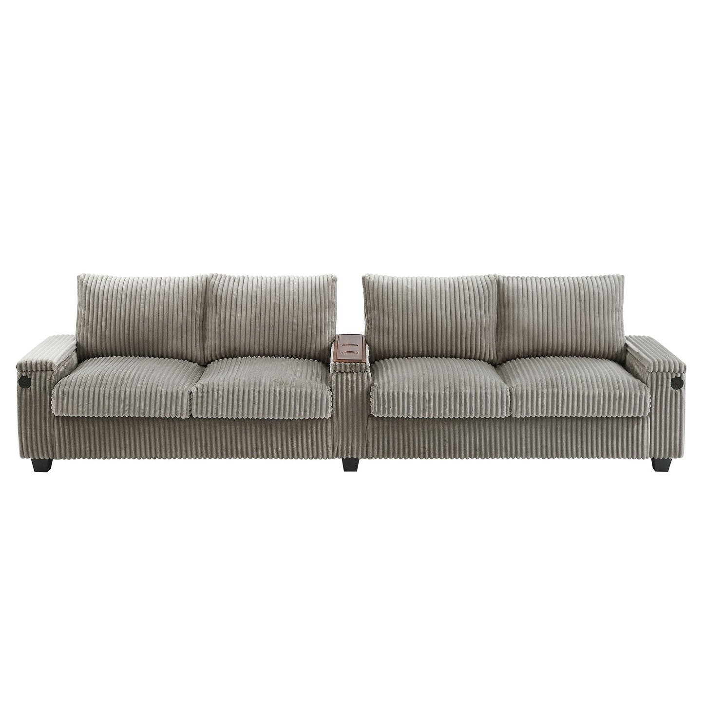 Modern 4 Seater Corduroy Sofa Couch With USB Ports And Hidden Storage