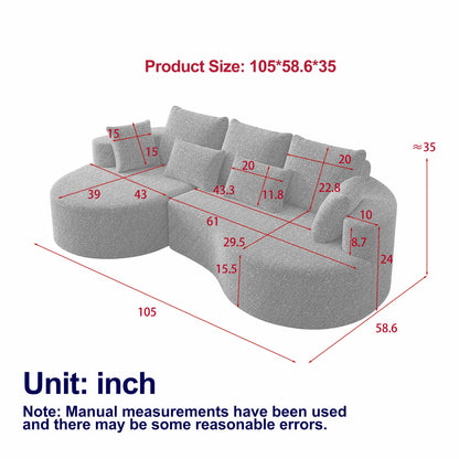 Curved Oversized Sectional Sofa With Extra Deep Seat