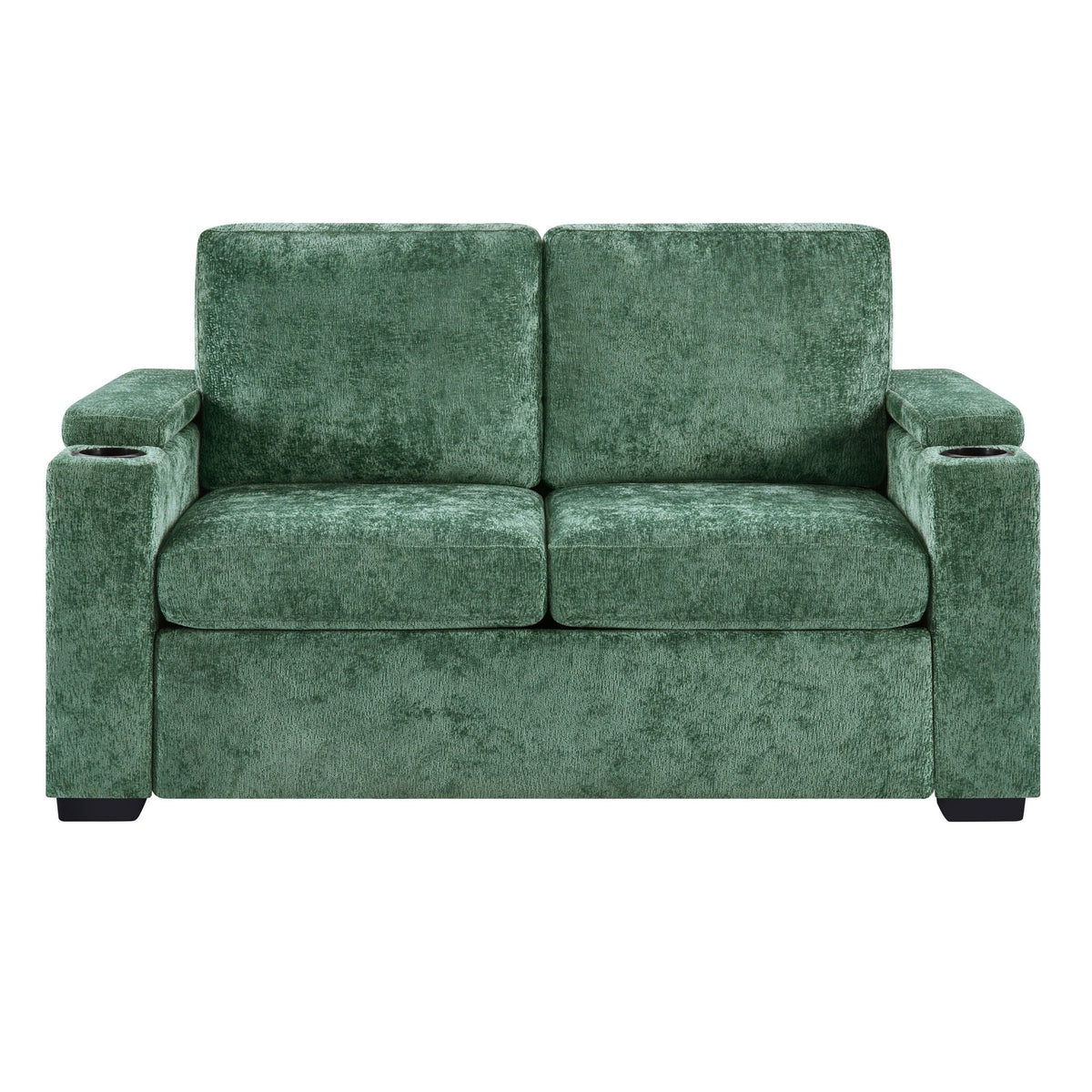 Pull Out Sofa Bed Loveseat With Twin Mattress, Cup Holders And Arm Storage