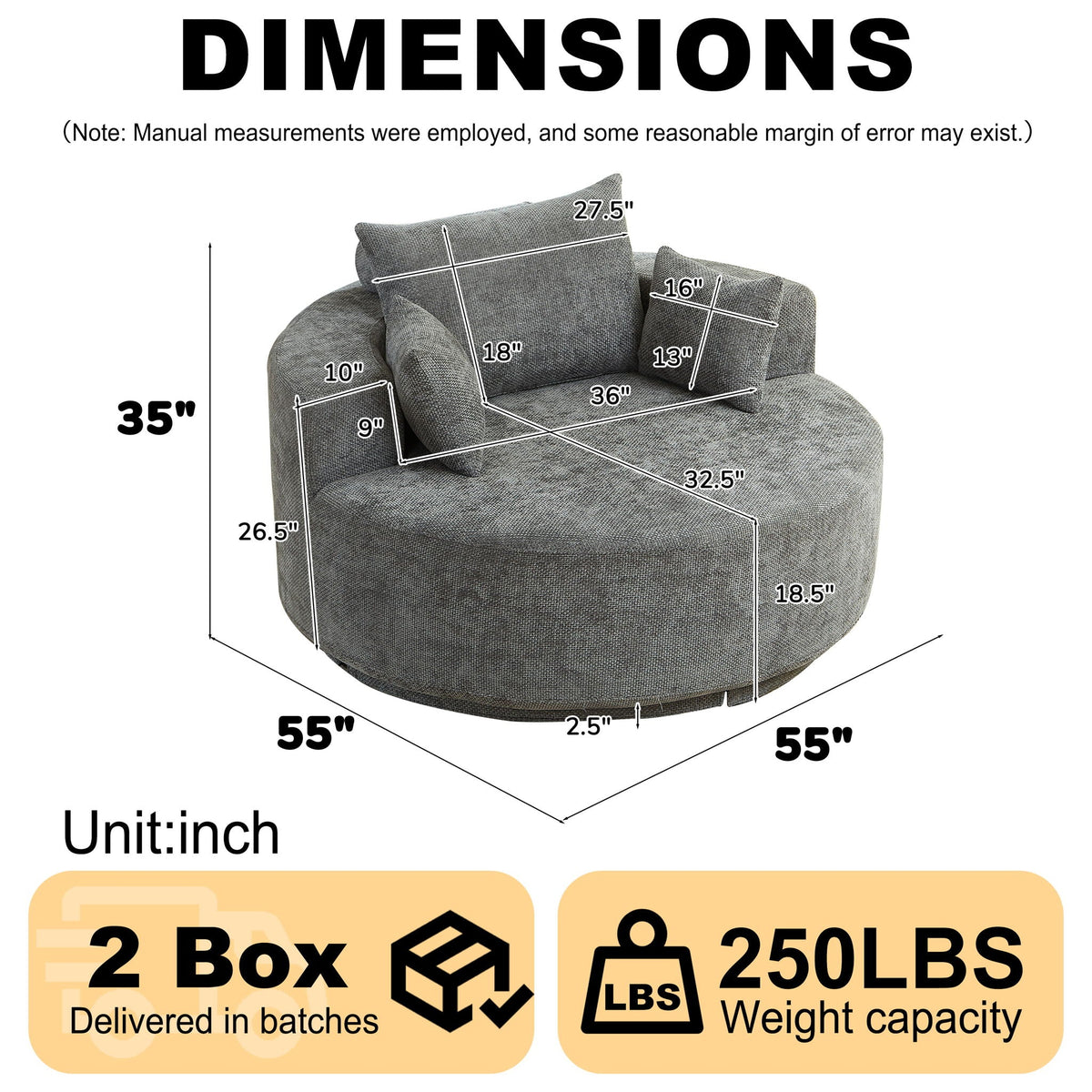 Single 360 Degree Swivel Chair For Living Room