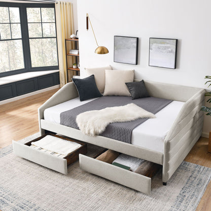Elegant Daybed With Trundle Upholstered Tufted Sofa Bed