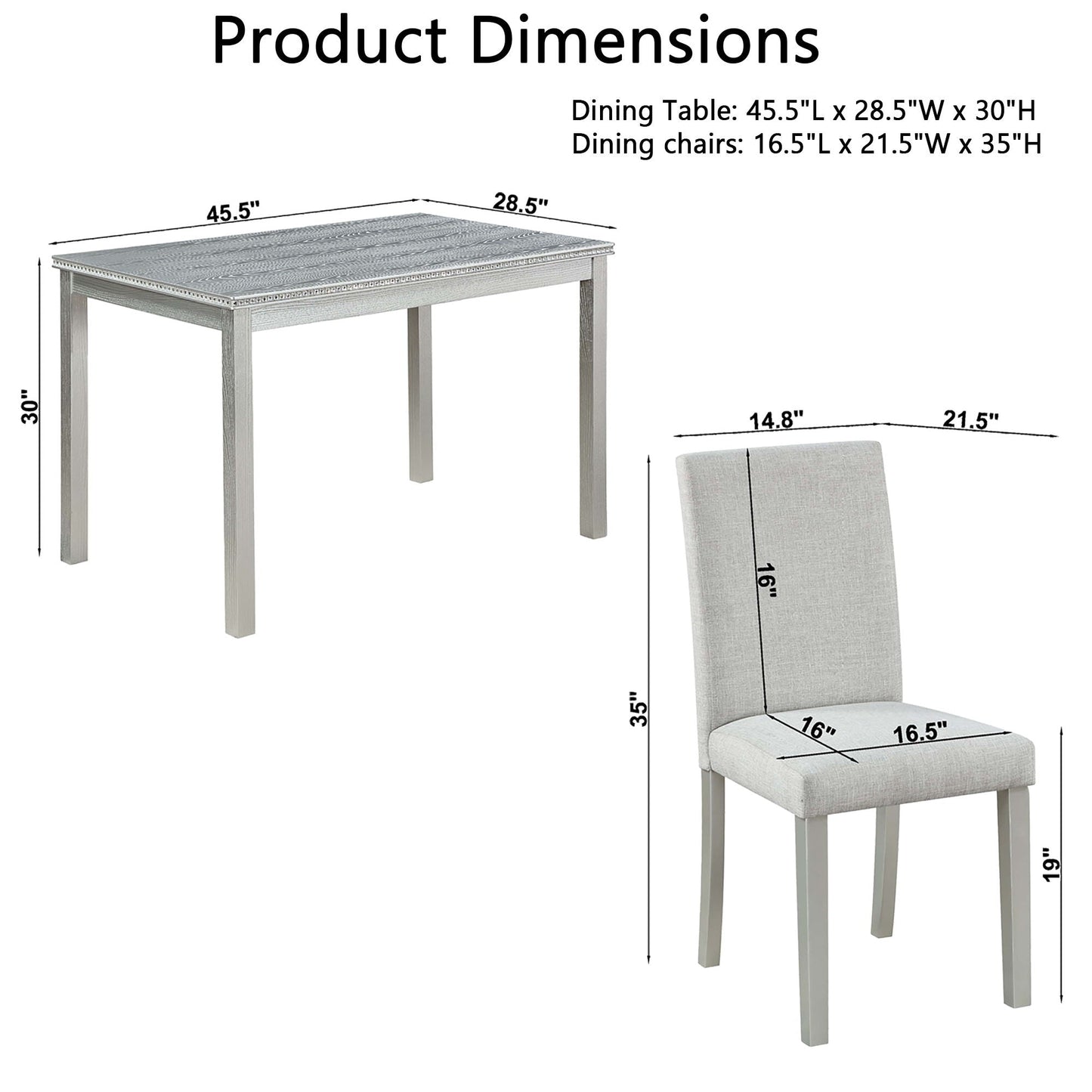 Dining Table Set With Crystal Decoration And Upholstered Chairs