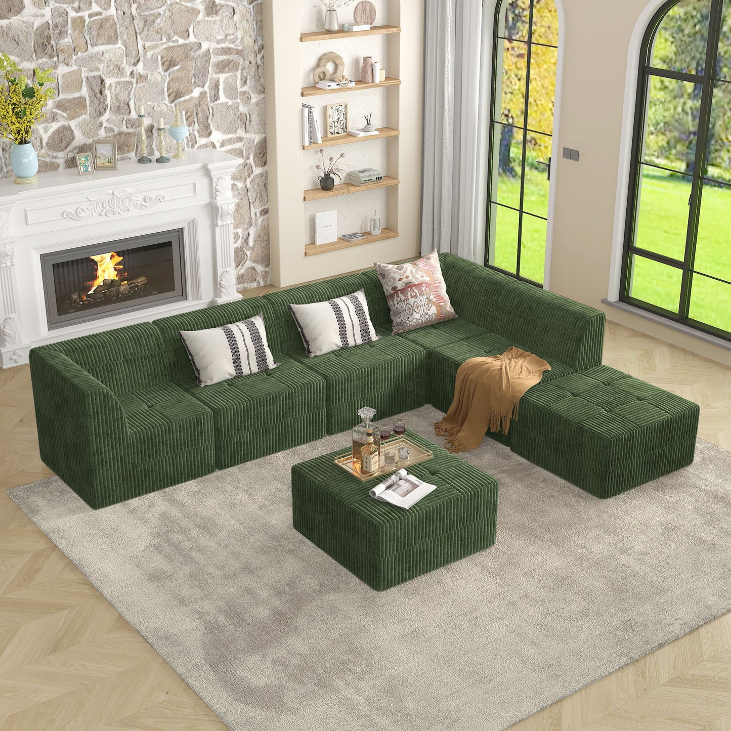 Modern Minimalist Corduroy Sleeper Sofa, Compressed Sectional Single Seat