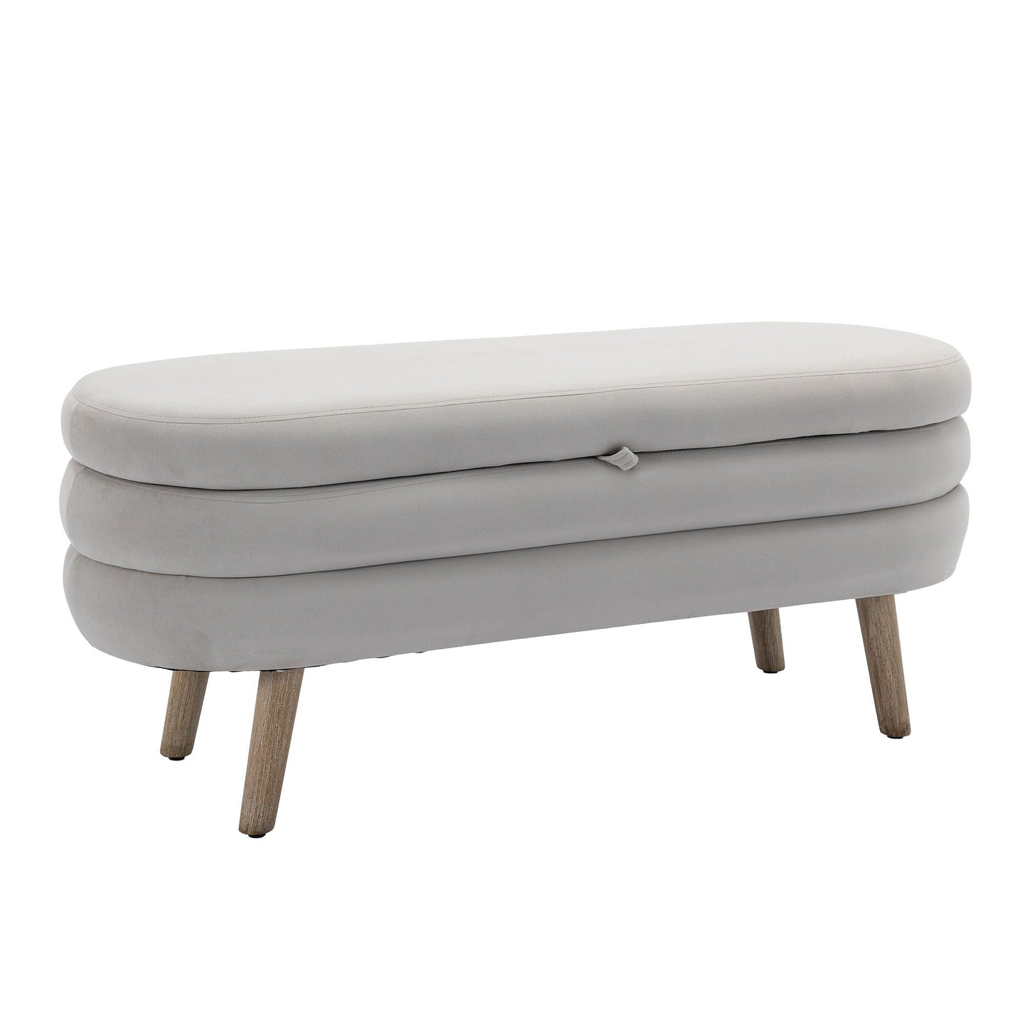 Velvet Fabric Storage Bench With Wood Legs