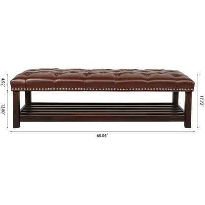 Bedroom End Of Bed Bench Tufted Upholstered End Of Bed Bench End Of Bed Entrance Shoe Bench With Nailhead Trim And Shelf Bedroom Upholstered Bench Living Room Shoe Rack Footstool