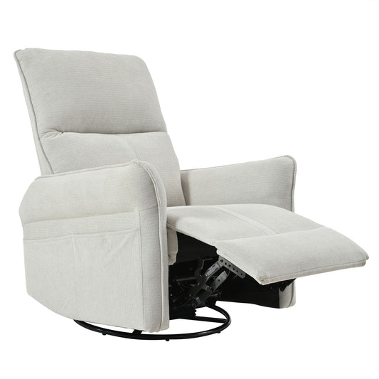360° Swivel Rocker Recliner Chair, Swive Nursery Rocking Chair With Pull Ring, Glide Chair For Livin Room - Gray