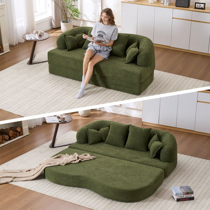 Foldable Sofa Bed, Boneless Couch Convertible Sleeper With 4 Pillows