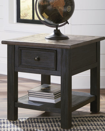 Tyler Creek - Rectangular End Table - Grayish Brown / Black
