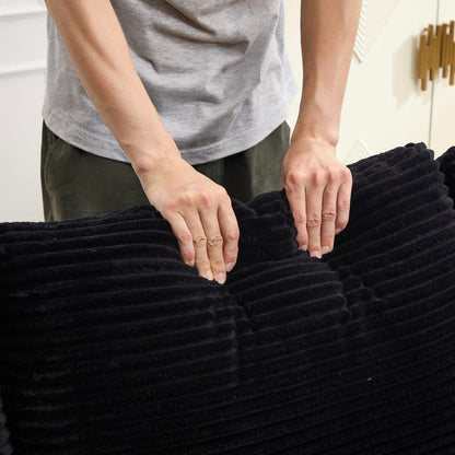 Convertible Sectional Sofa Bed Set With Armrest Storage, Cup Holder, USB - Black