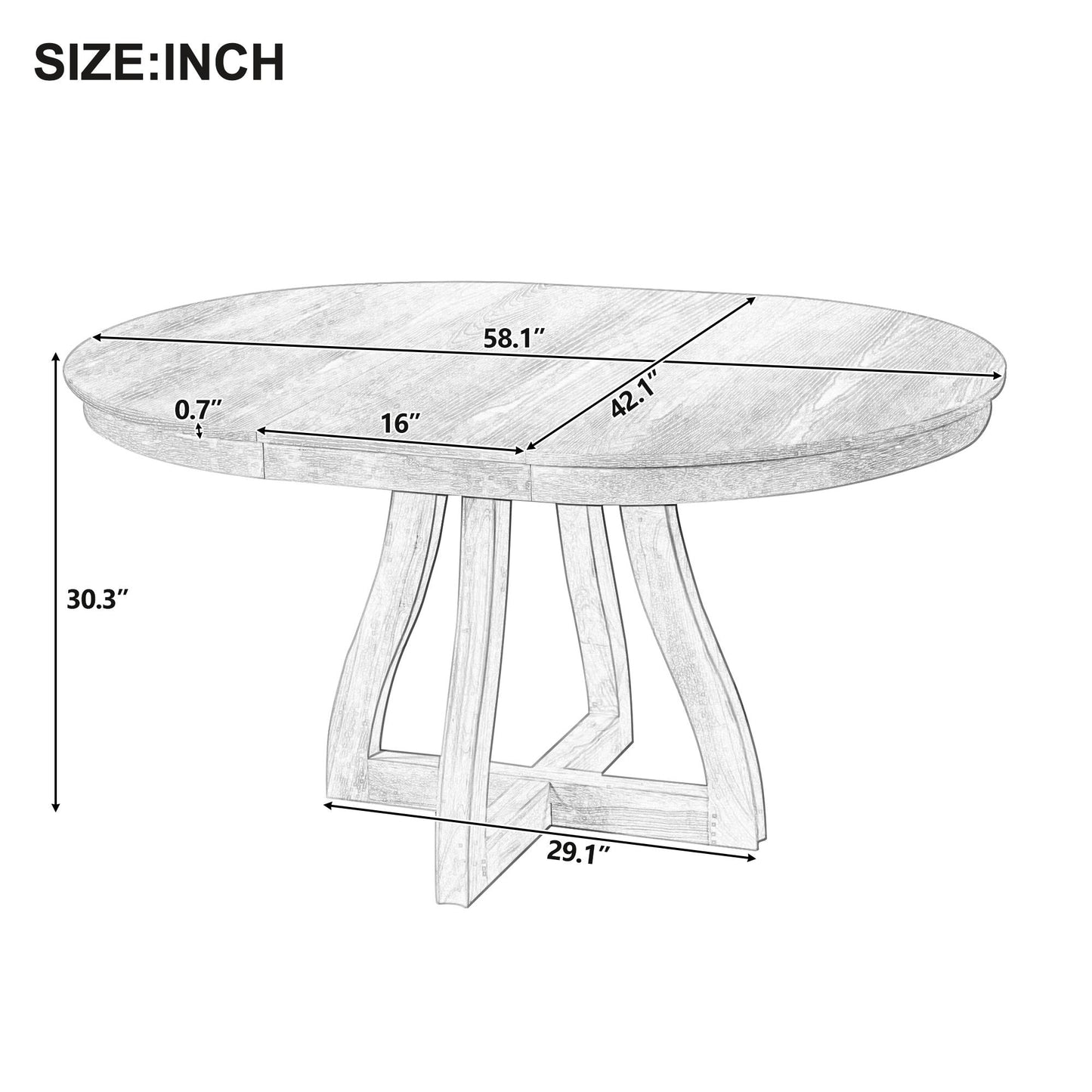 Round Extendable Dining Tabl, Middle Leaf, Curved Legs