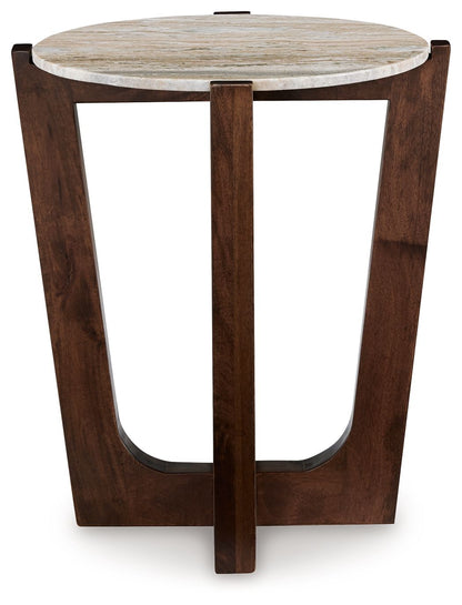 Tanidore - Round End Table - Warm Brown