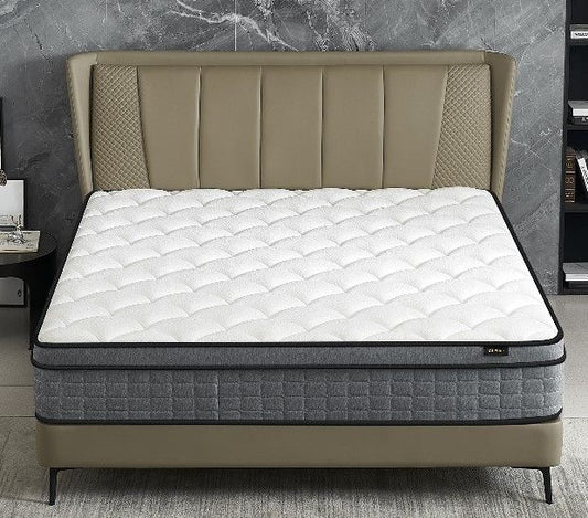 12" Queen Hybrid Mattress A Box, Pillow Top Bed Cushion With Gel Infused Memory Foam, Breathable And Hypoallergenic, Medium Firm For Lumbar Support - White / Gray