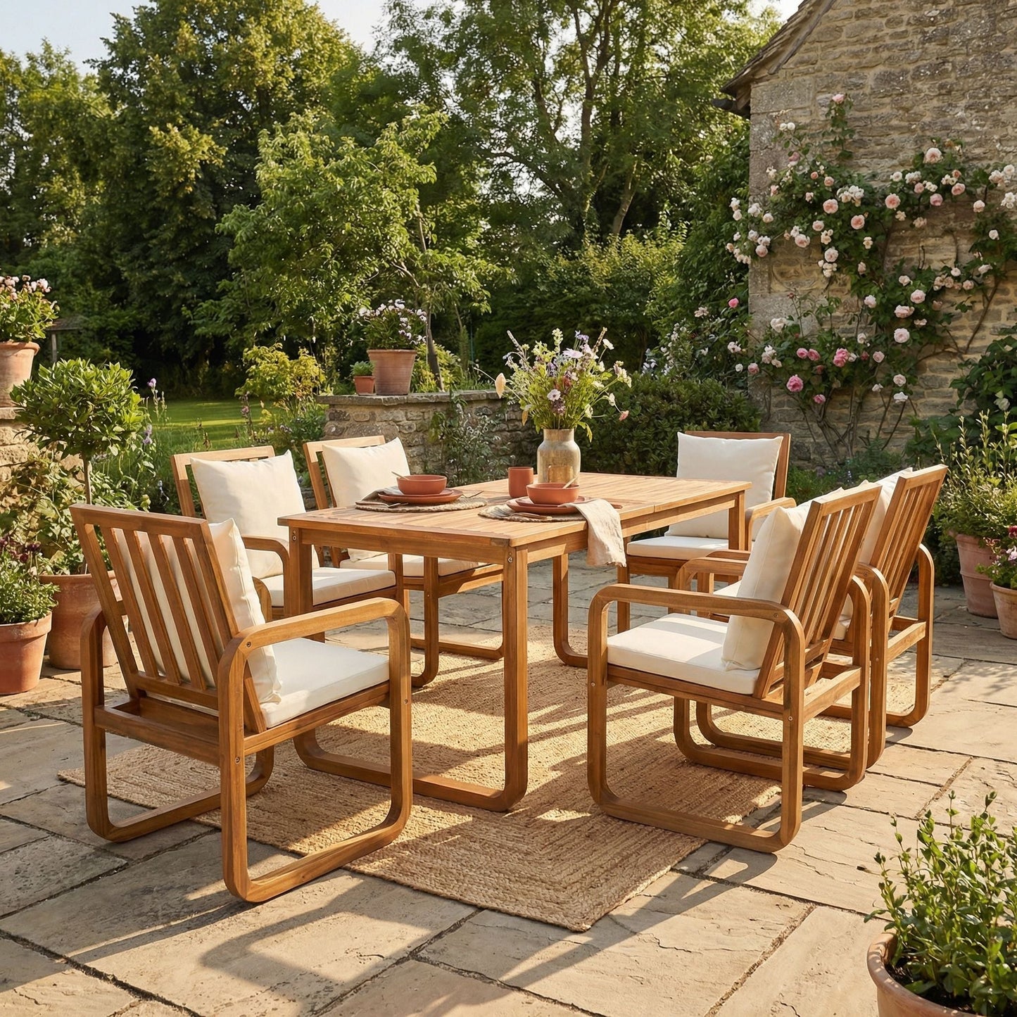 7 Piece Outdoor Patio Dining Set With Removable Cushions