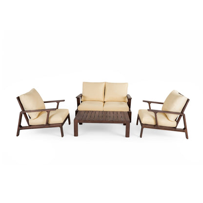 4 Piece Outdoor Sofa Set With Cushions And Coffee Table