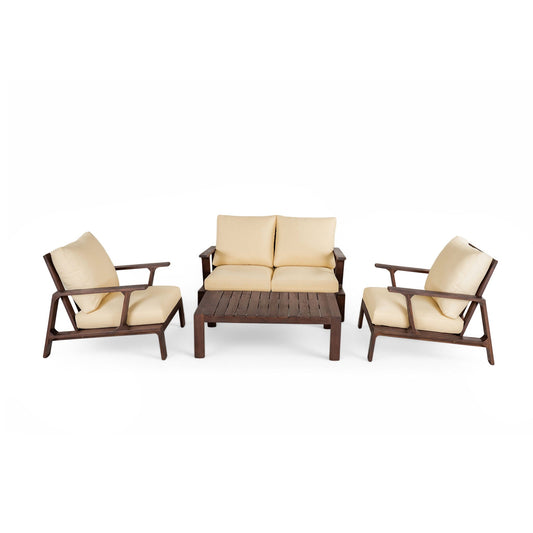 4 Piece Outdoor Sofa Set With Cushions And Coffee Table