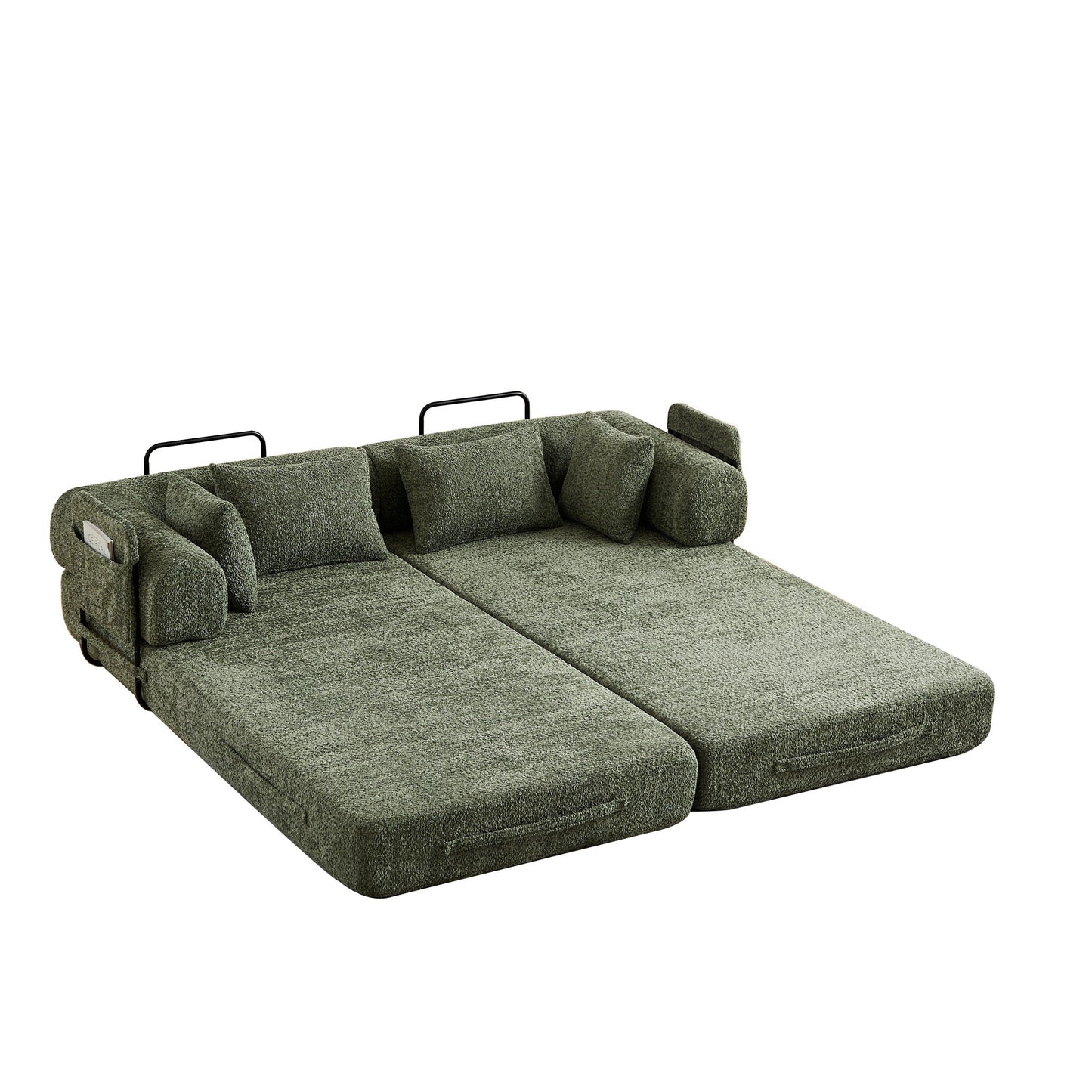 Convertible Sleeper Sofa Bed With Cylindrical Pillow
