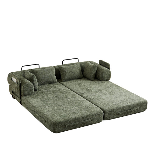 Convertible Sleeper Sofa Bed With Cylindrical Pillow