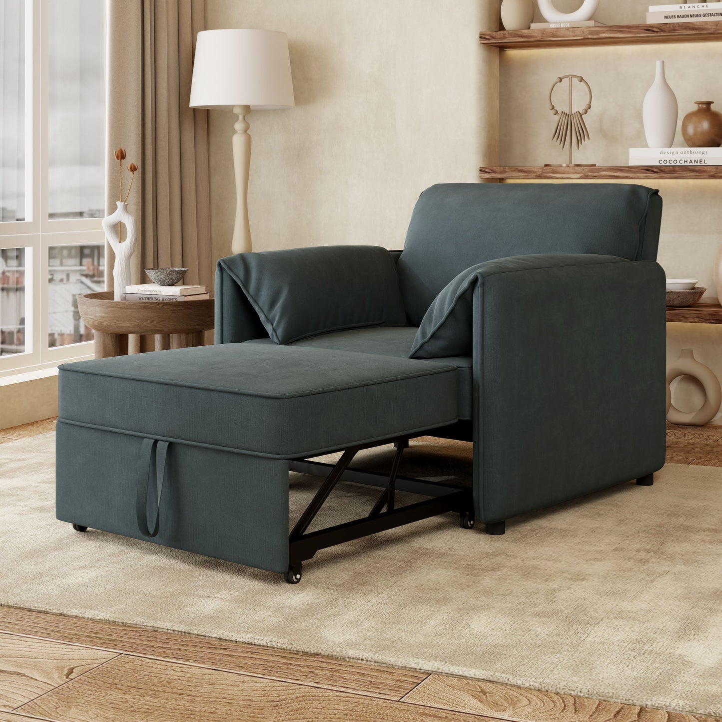 Convertible Pull Out Sofa Bed, 3 In 1 Convertible Sleeper Chair Adjustable Backrest With Thicked Cushions