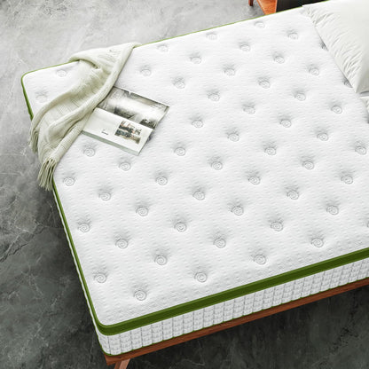 14" King Hybrid Mattress With Gel Memory Foam And Pocket Springs - Green