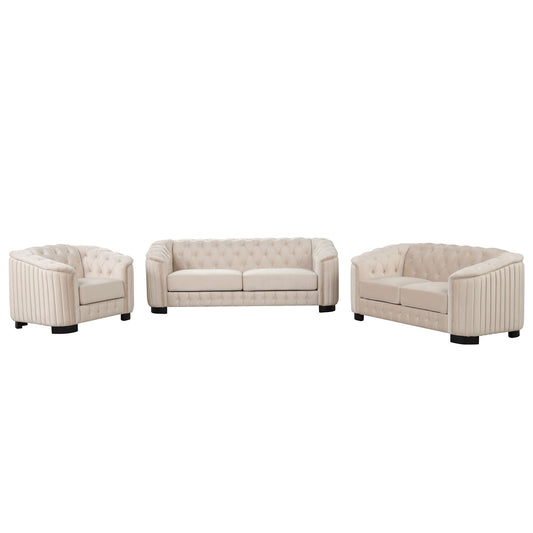 Upholstered 3 Piece Sofa Set With Legs