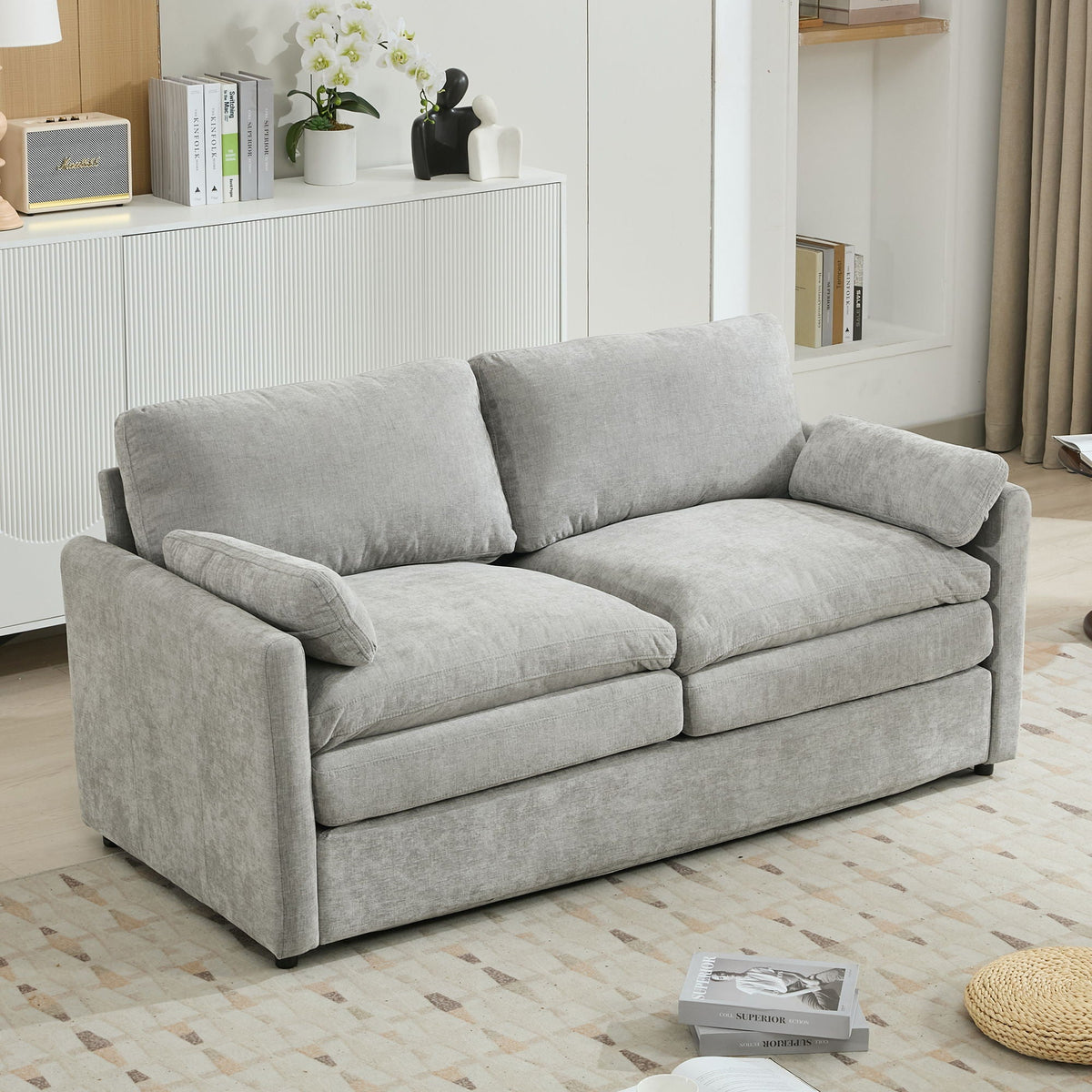 Cozy Upholstered Cushion Loveseat Sofa For Living Room
