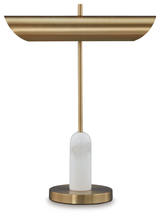 Rowleigh - Marble Desk Lamp - Gold Finish / White