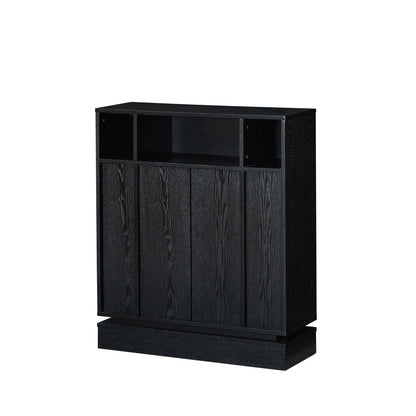 Fluted Sideboard Buffet Cabinet With 2 Doors And Adjustable Shelf, Storage Cabinet For Entryway