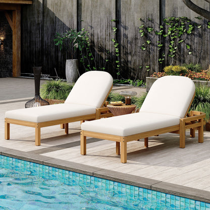 Outdoor Chaise Lounge With 5 Position Adjustable Backrest (Set of 2)