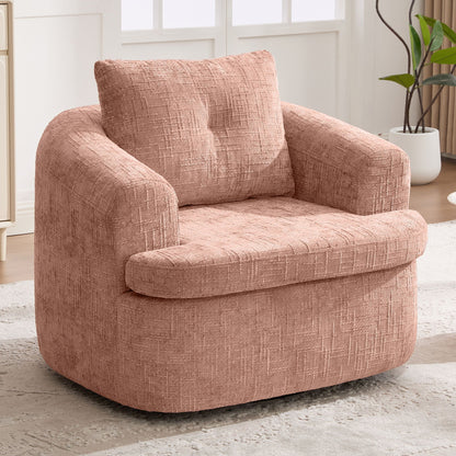 Modern Swivel Barrel Chair With Dual-Layer Cushion