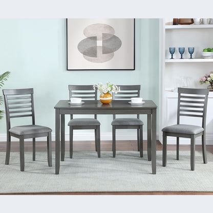 5 Pieces Modern Dining Set, Rectangular Wooden Dining Table With 4 Upholstered Chairs