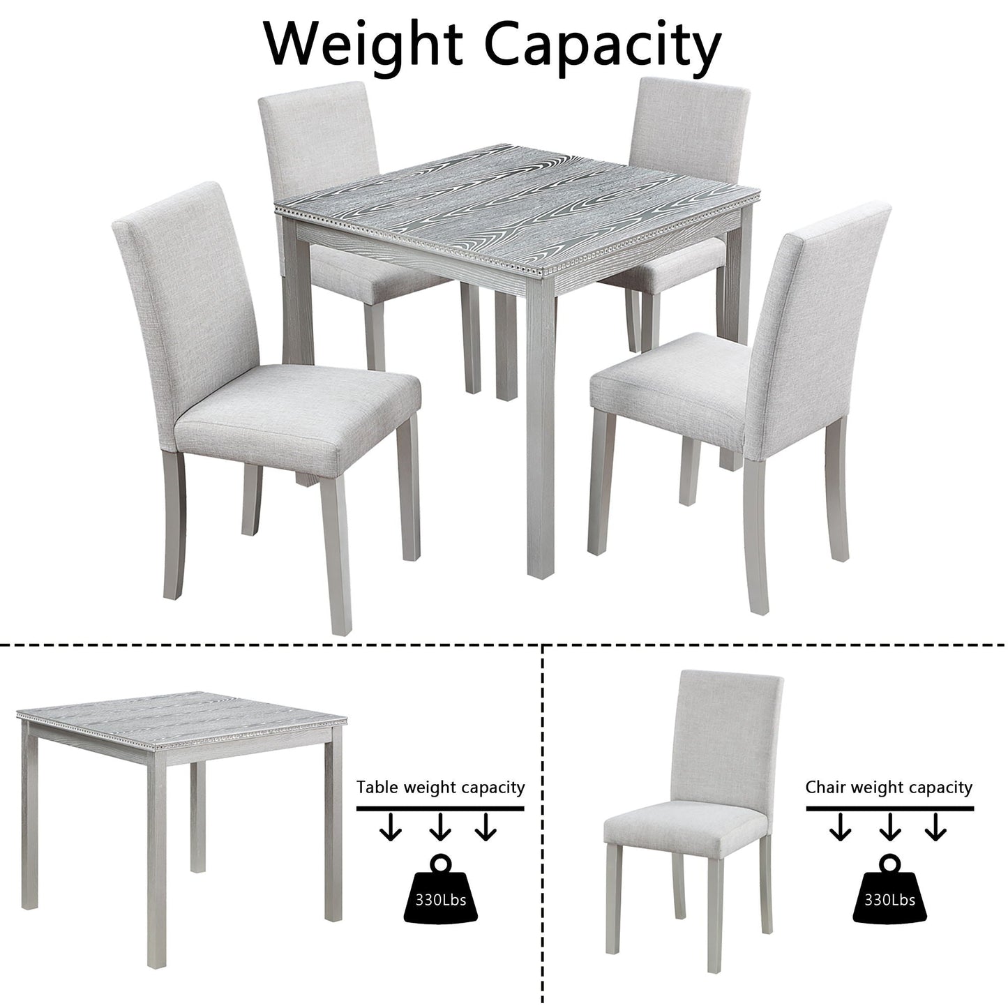 Dining Table Set With Crystal Decoration And Upholstered Chairs