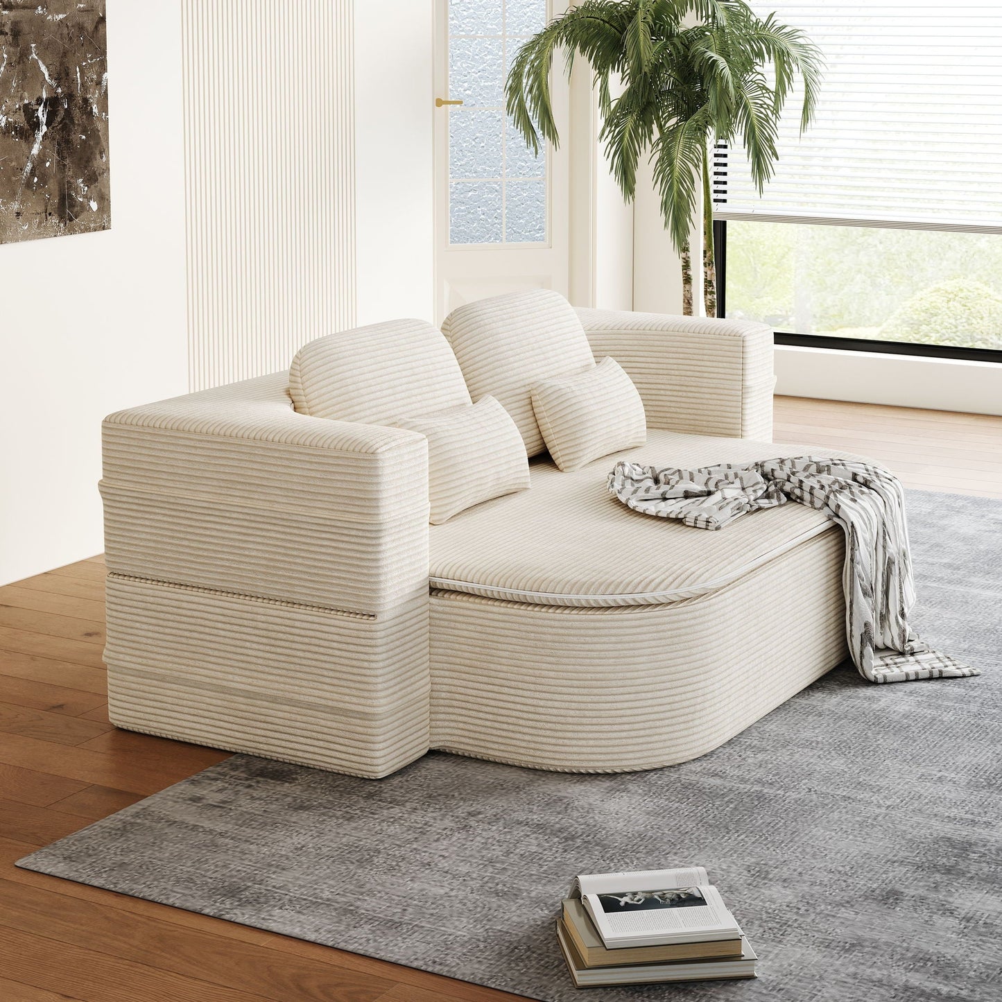 2 In 1 Foldable Sofa Bed With Multi Functional Blanket