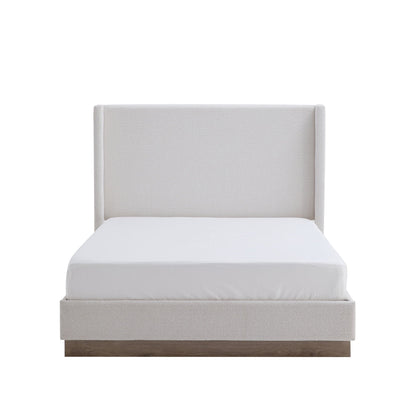 Hosford - Minimalist Upholstered Wingback Bed With Wood Base Platform