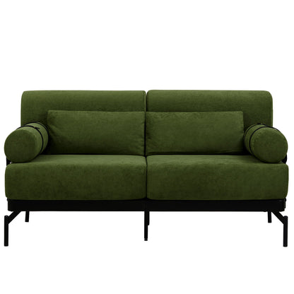 Modern Loveseat Sofa 2 Seater With USB Ports, Cylindrical Armrests