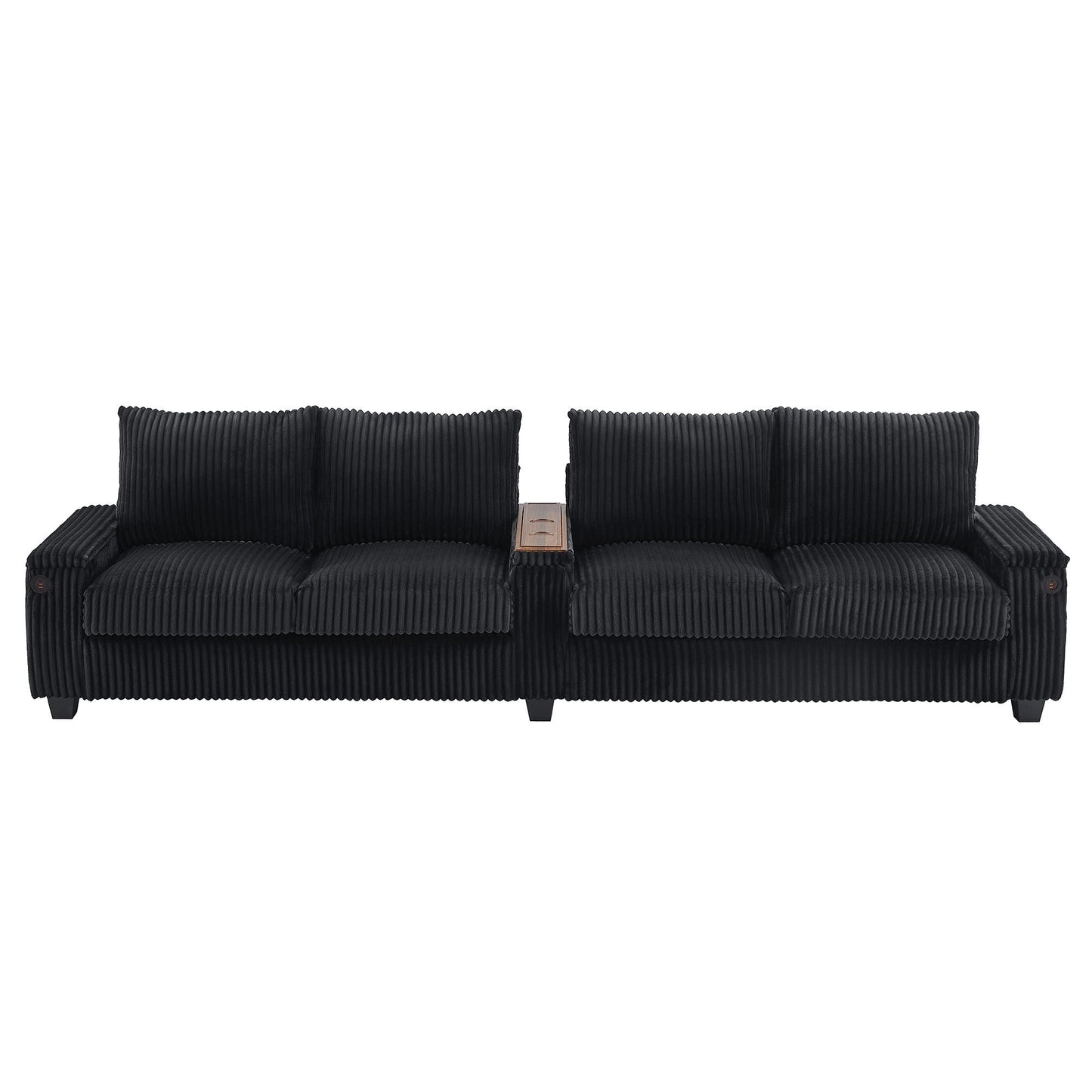 Modern 4 Seater Corduroy Sofa Couch With USB Ports And Hidden Storage