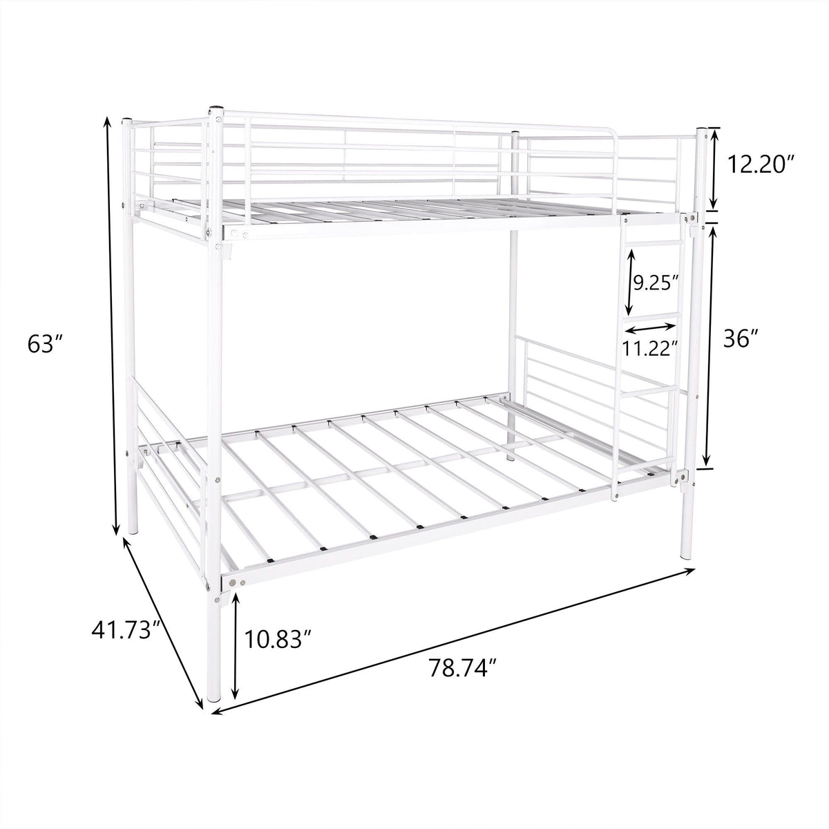 Space Saving Bunk Bed With Metal Frame And Ladder