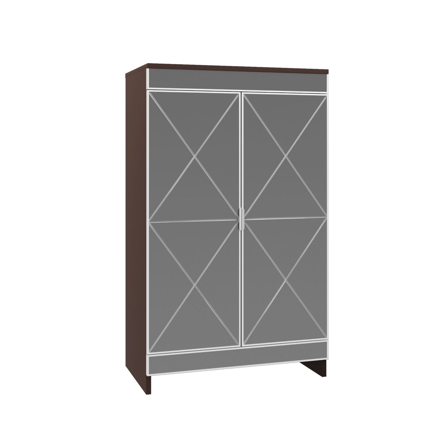 Elegant Decor Mirrored Shoe Cabinet With Edging Double Door Storage Cabinets Glass - Brown / Silver / Gray