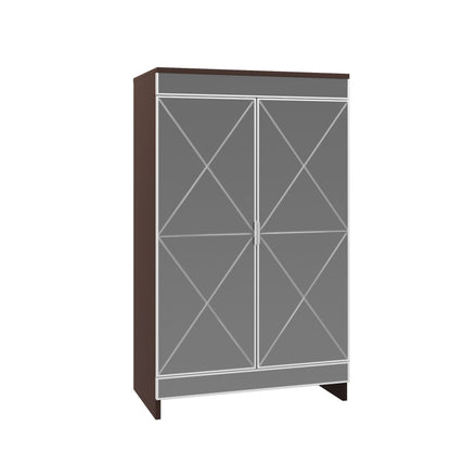 Elegant Decor Mirrored Shoe Cabinet With Edging Double Door Storage Cabinets Glass - Brown / Silver / Gray