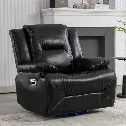 360° Swivel And Rocking Home Theater Recliner Manual Recliner Chair With A LED Light Strip For Living Room