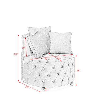 Modern Upholstered Swivel Chair With Button Tufted Design And Movable Wheels