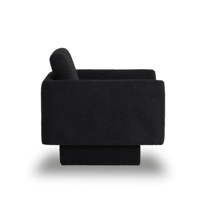 360° Modern Swivel Accent Chairs Round Armchair, Thick Padded Lounge Sofa Upholstered Comfy (Set of 2) - Black