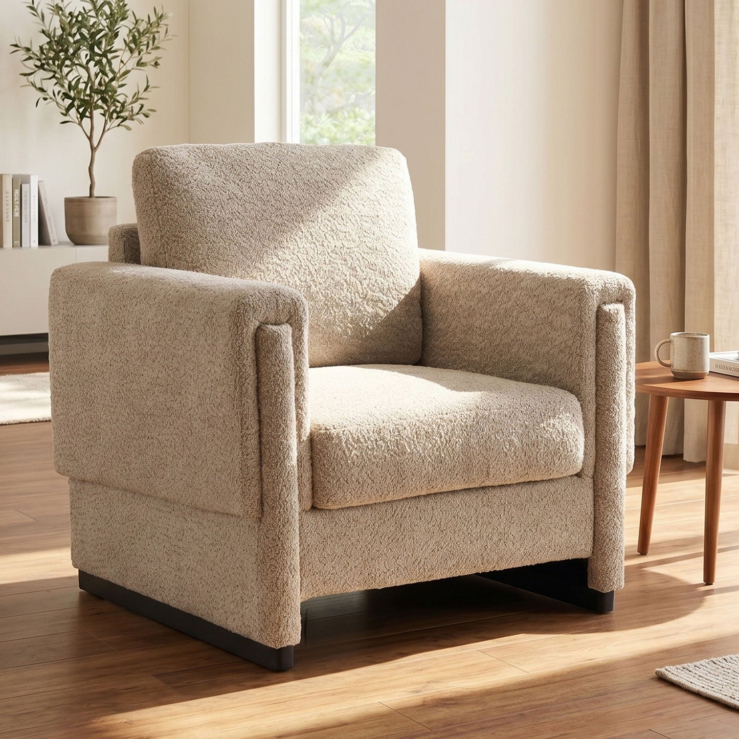 Upholstered Accent Armchair With Square Arm