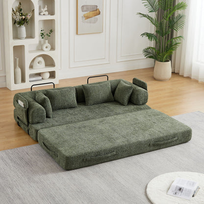 Convertible Sleeper Sofa Bed With Cylindrical Pillow